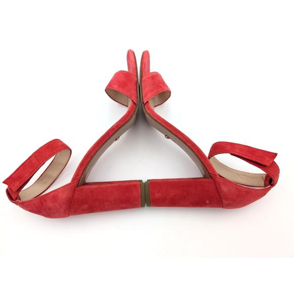 Pelle Moda Briar High Block Heel Ankle Strap Sandals Women's Red Size US10M EU41 - Picture 6 of 9